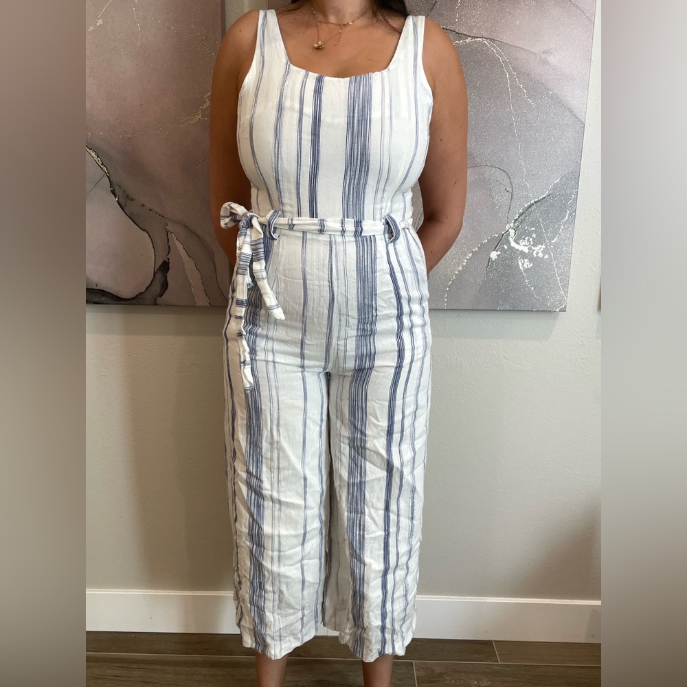 Striped ankle jumpsuit